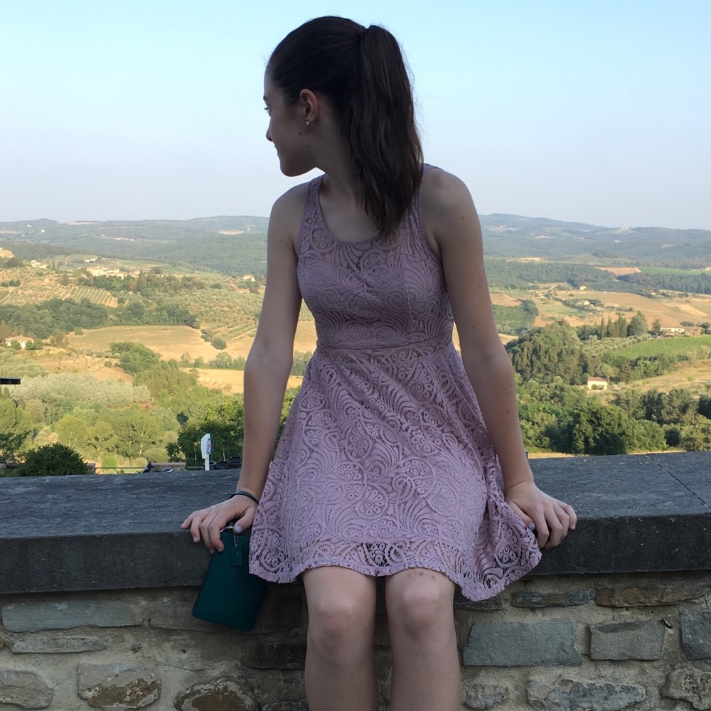 lavender lace cut-out dress
